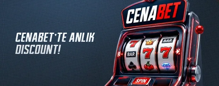 Cenabet Anlık Discount kampanya görseli, Cenabet logolu kırmızı slot makinesi